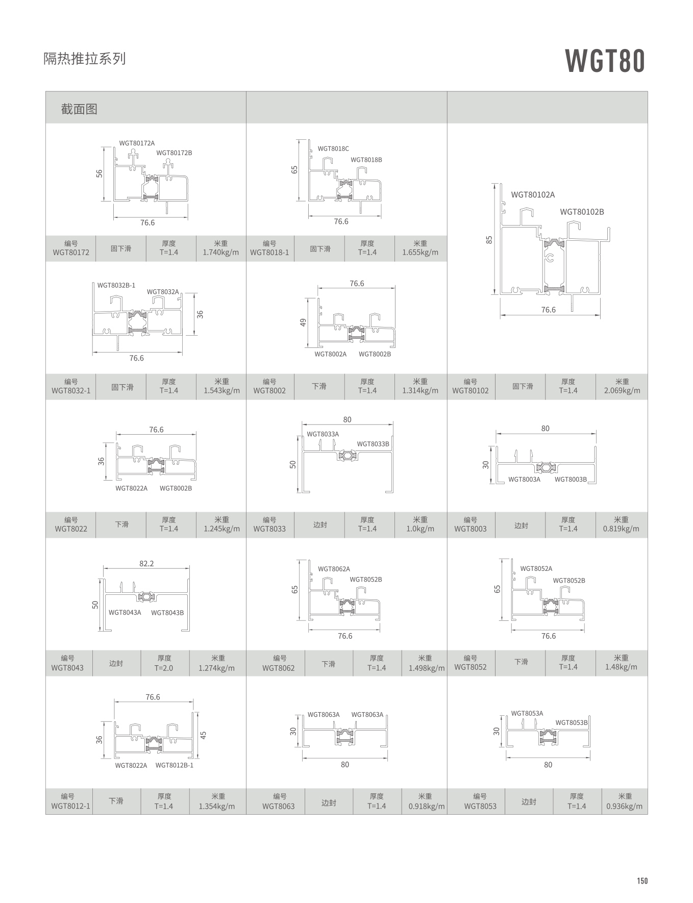 WGT80隔热推拉门、窗